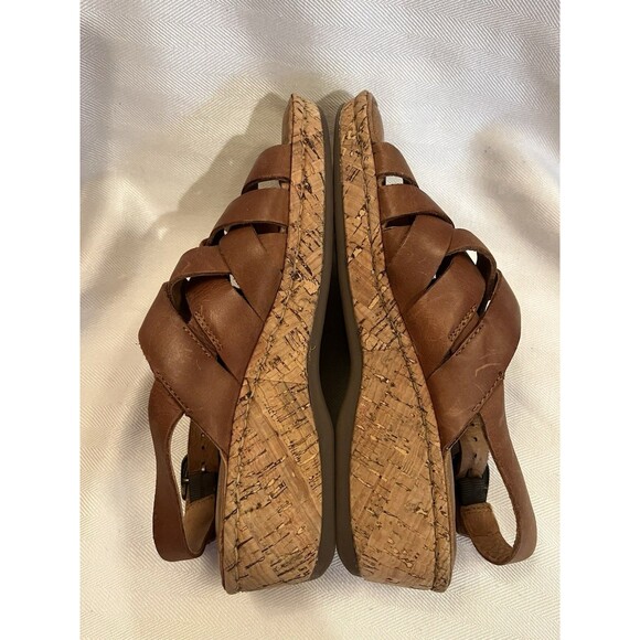 Born Cork Platform Laila Brown Leather Woven Wedge Comfort Sandals Women 7 NEW - Picture 7 of 11